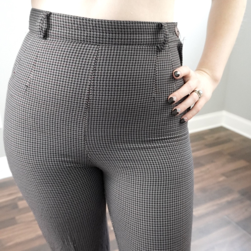 Vintage Stirrup Riding Pants Trousers Houndstooth